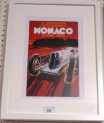 A framed art print 'Monaco Gran Prix 1930' 43 x 33cm.