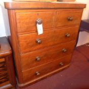 A 19th century mahogany chest fitted two short and three long drawers on plinth base.