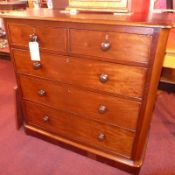 A 19th century mahogany chest the solid top above two short and three long drawers with moulded