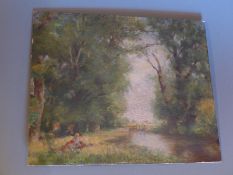 Nicol Laidlaw (Scottish b. 1886) The Mill Stream - oil on board (38cm x 45cm) signed and dated 1927.