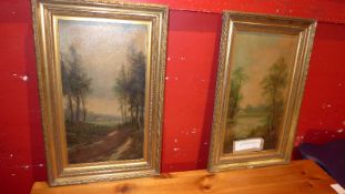 A pair of Edwardian oils on board,