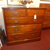 A 19th century walnut chest fitted two short and three long drawers raised on a plinth base.