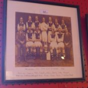 A framed photographic print depicting the Aresenal F A Cup winners 1936 together with a similar