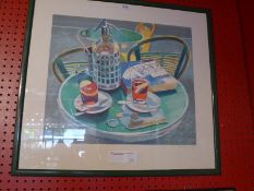 Glynn Boyd Harte, a limited edition lithograph depicting a cafe table.