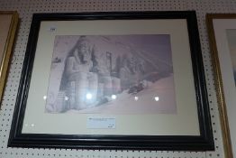 David Roberts colour lithograph The Great Temple of Aboosimble framed and glazed.