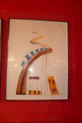 Paul Benjamin mixed media abstract study 'Drift' framed and glazed with 'Thumb Gallery' label verso.