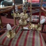 A late 19th century Dutch brass three branch chandelier.