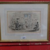 Isaac Robert Cruikshank (British 1789-1856) 'The Village School' - pen and watercolour (18cm x