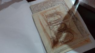 A folio of seven unframed oil master sanguine pencil studies and similar.