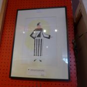 A glazed and framed Sonia Delauney fashion pochoir, unsigned with justification page verso.