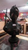 A French bronze resin bust of an elegant lady.