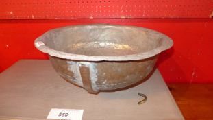 A vintage copper and tin lined wash basin.