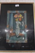 George Roualt, an original lithograph still life of flowers.