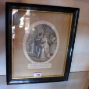 A Bartolozzi mezzotint 'Romeo and Juliet' glazed and in ebonised frame.