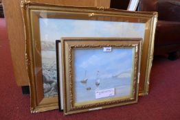 Arthur Cowstick, a watercolour Greek coastal scene,