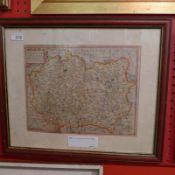 An 18th century framed map of Gloucestershire.