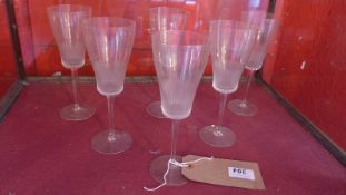 A set of six very fine 1920s wine glasses with fluted etched detail