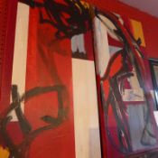 A pair of unframed oils on canvas by Tobias Vette abstract studies, singed verso.