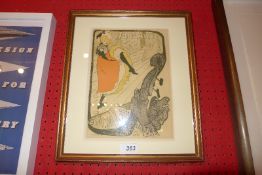 An original Tolouse Latrec lithograph 'Jane Avrill' glazed and framed.