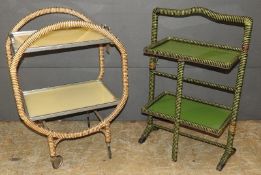 A collection of 1950s drinks trolleys and folding tray trolley, 55cm x 40cm