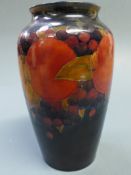 A large fine William Moorcroft pomegranite vase, green signature iimpressed Burslem H.28cm