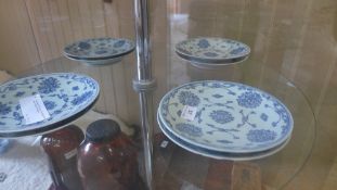A set of eight 19th Century Chinese blue and white plates, character mark to base