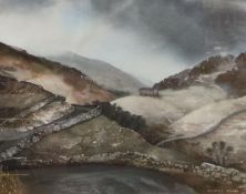 Jacquie Denby (Contemporary, British) A large watercolour depicting Grasmere, signed lower right,