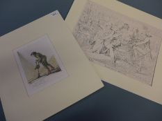 John Thomas Smith, two hand-coloured etchings c.1815 depicting Covent Garden characters, both