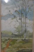 Attributed to Jean-Baptiste Camille Corot (French, 1796 - 1875) 'Environs de Segre' gouache on paper