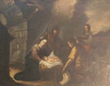 An Old Masters oil on canvas depicting the Holy Family, unsigned, in a gilt frame, 56cm x 70cm