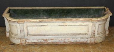 An early 19th Century Regency white painted metal lined planter, 127cm x 41cm x 30cm