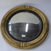 A Victorian circular giltwood convex mirror, D.58cm