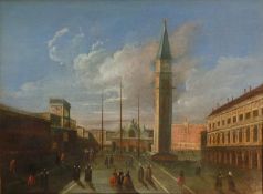 Follower of Francesco Guardi (1712 - 1793) oil on canvas of Piazzo San Marco in a fine carved