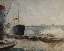 A mid 20th Century oil on canvas 'London Bridge' signed lower right.
