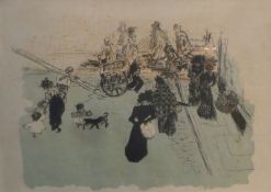 Pierre Bonnard (French, 1867 - 1947) A lithograph depicting a Street Scene, unsigned, glazed and