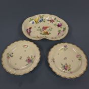 An 18th Century Chelsea porcelain style quatrefoil plate decorated with exotic birds and two 18th