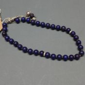 An 18ct white gold and diamond Lapiz Lazuli 'kompoloi'/worry beads