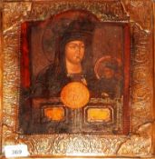 A 19th Century Oklad icon Mother and Child 27cm x 29cm