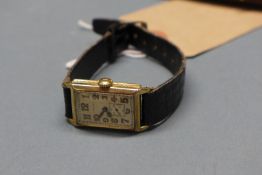 A gentleman's 1930s Longines wristwatch, subsidiary dial, crocodile strap in original Longines 10