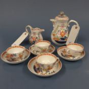 A Meisson part service in Imari pattern, consisting of coffee pot, jug, bowl and cups and saucers