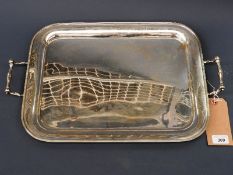 A heavy silver twin handled tray, London 1929