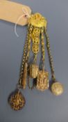 A fine quality French gilt metal rococo ladies chatelaine