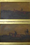 Attributed to Henry Thomas Alken (1785-1851) a pair of oil on boards, one depicting two race
