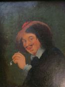 A 20th Century oil on panel, after Frans Hals, depicting a portrait of a smoking cavalier in