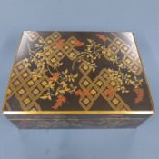 A fine quality Japanese meiji period lacquer work floral box 42cm x 33cm