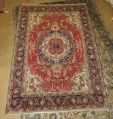 An extremely fine North West Persian tabriz carpet 295cm x 200cm, central double pendant medallion