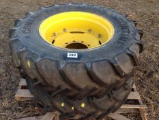 Pair 380/85R28 wheels and tyres