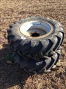 Pair 340/80R20 wheels and tyres to suit Scanstone/Underhaug destoner