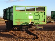 2001 AS Marston Root 14 trailer with sprung drawbar, hydraulic tailgate and grain chute. Serial