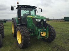 2014 John Deere 6150R Autopower 50kph 4wd tractor with front linkage and PTO on 16.9R30 front and